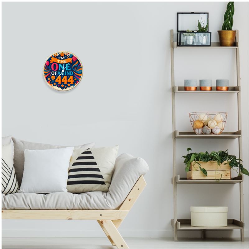 I Love Me Vibe’s 444 Wall Clock featuring natural white finish, bold numerals, and unique energy and spiritual affirmation design.