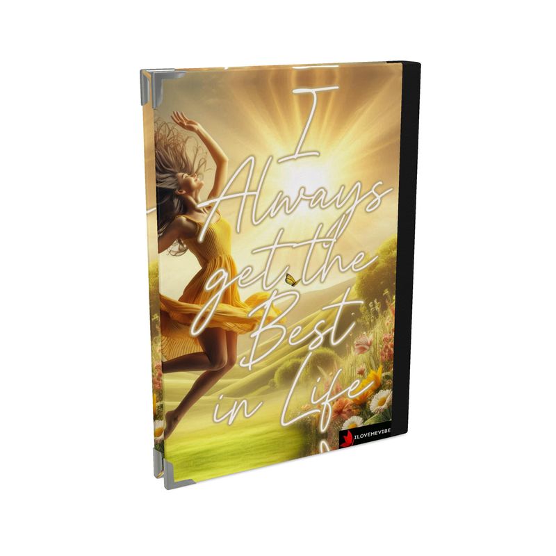 2026 deluxe diary by I Love Me Vibe with positive affirmations for abundance and success, featuring a sleek black cover.