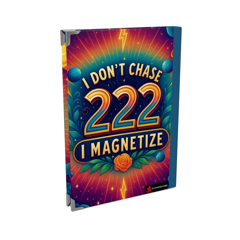 Black 2026 Deluxe Diary by I Love Me Vibe featuring "I Don’t Chase, I Magnetize 222" manifestation planner design.