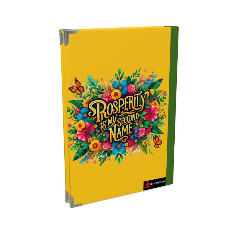Black 2026 deluxe diary by I Love Me Vibe with "Prosperity is My Second Name" cover, featuring affirmations for abundance and success.