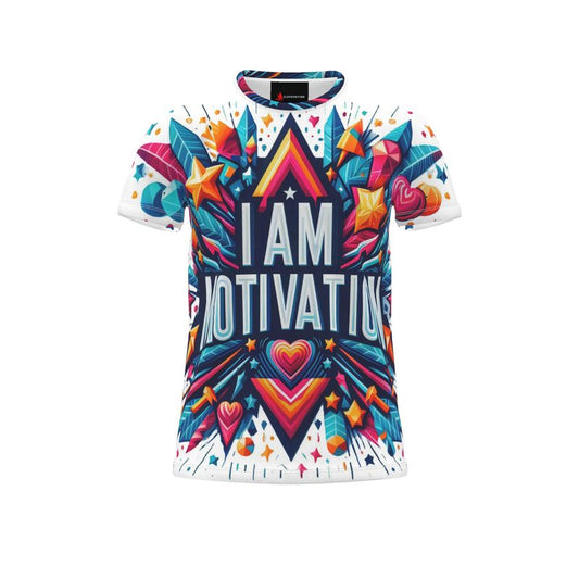 Men's I Love Me Vibe motivational T-shirt with all-over print, recycled polyester jersey, casual lifestyle wear.