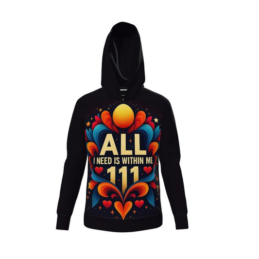 I Love Me Vibe all I need is within me 111 women's hoodie with zipper, spiritual affirmation, soft loopback jersey fabric.