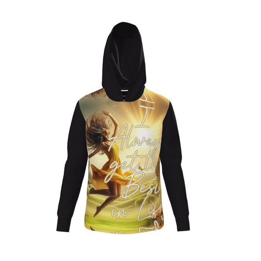I Love Me Vibe women's hoodie with affirmation "I'm Always Get the Best in Life" in soft loopback jersey fabric.
