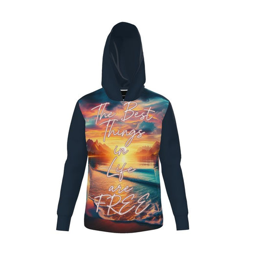 Women's I Love Me Vibe hoodie with high-vibe affirmation slogan, featuring a zipper and loopback jersey fabric.