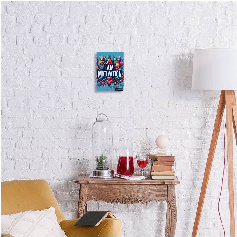 I Love Me Vibe I Am Motivation metal print with inspiring drive and discipline affirmation, wall-mounted wall art in 7x5 inch size.