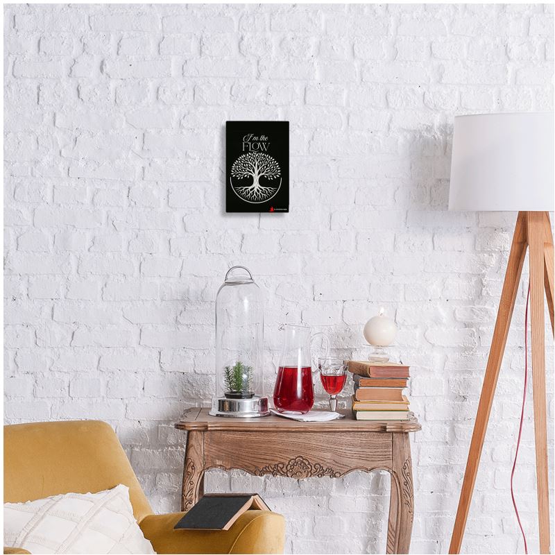 I Love Me Vibe metal print featuring “I’m the Flow” affirmation, wall-mounted wall art with ease and alignment theme.