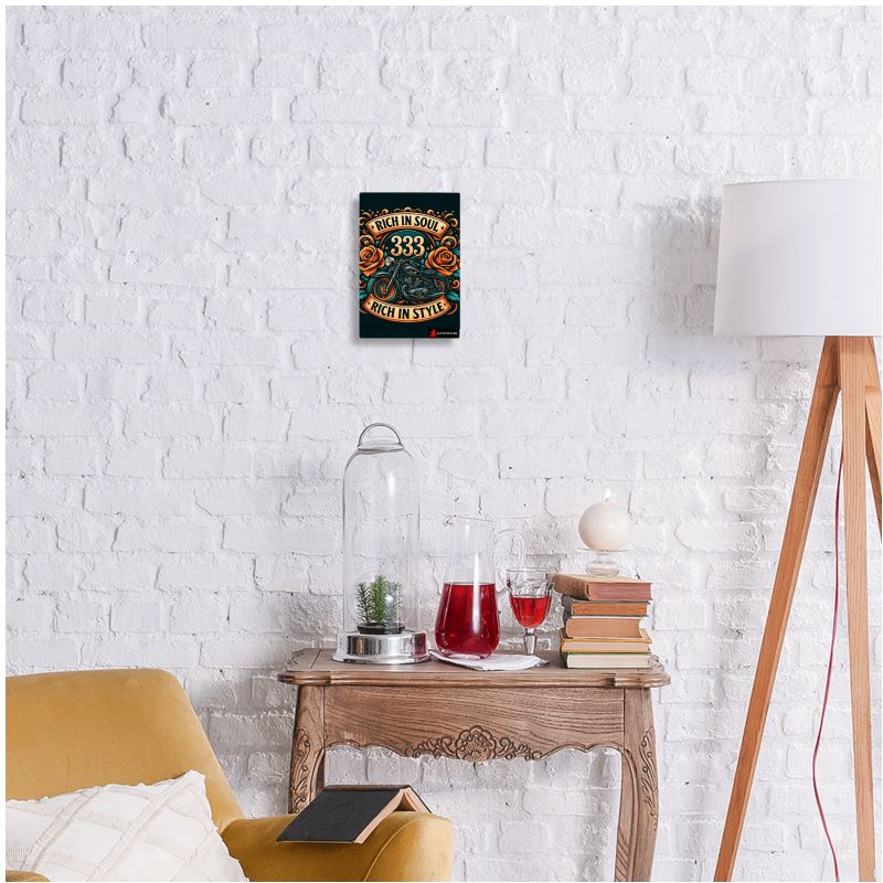 Rich in Soul, Rich in Style 333 metal print wall art by I Love Me Vibe featuring angel number 333 affirmation design.