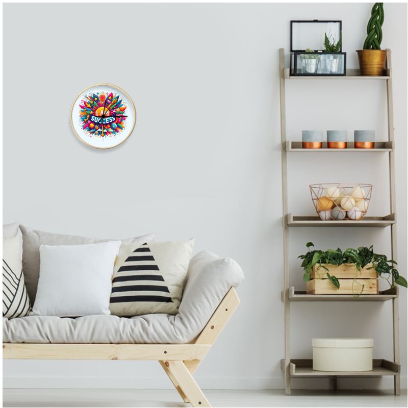 I Love Me Vibe I Am The Success Wall Clock with natural white numerals, showcasing success and abundance affirmation decor.