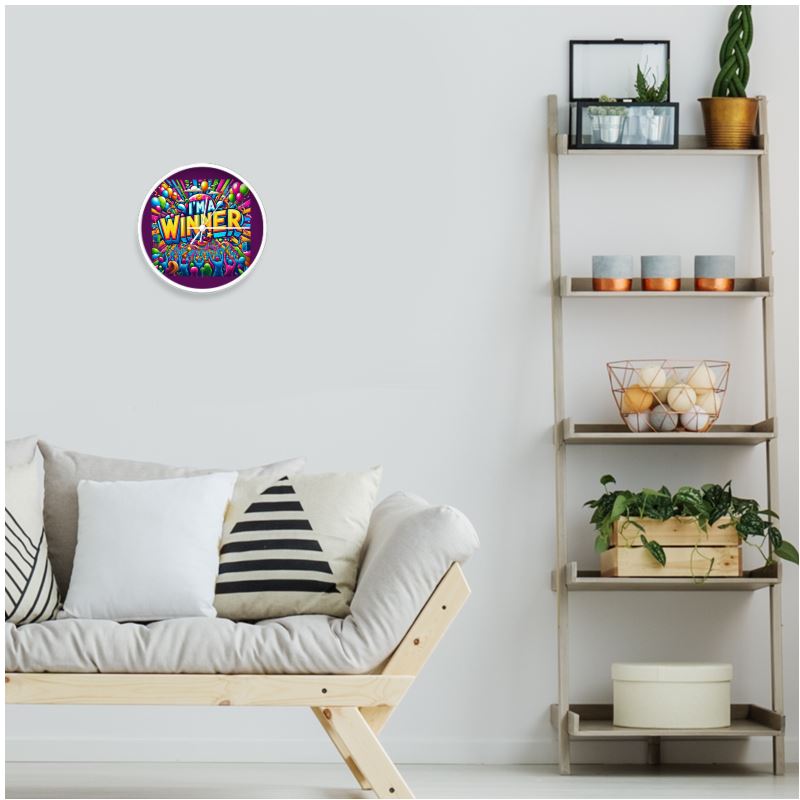 I Love Me Vibe success affirmation wall clock with natural white finish, black numerals, 10-inch diameter, decorative wall clock.
