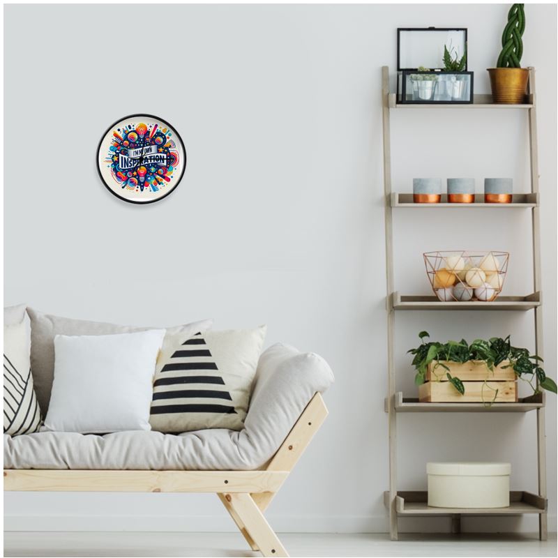 I Love Me Vibe wall clock with natural white finish, 10-inch diameter, featuring self-empowerment affirmation and inspirational design.