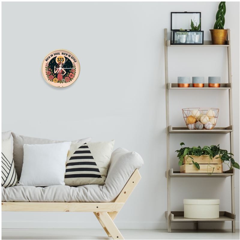 I Love Me Vibe 333 wall clock with natural white dial, bold numerals, and positive affirmation for confidence and alignment.