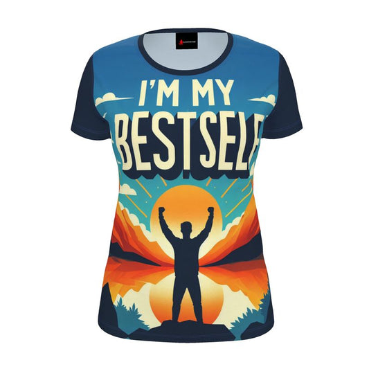 Women’s I Love Me Vibe T-Shirt with positive affirmation slogan, regular fit, recycled poly jersey fabric, casual lifestyle style.