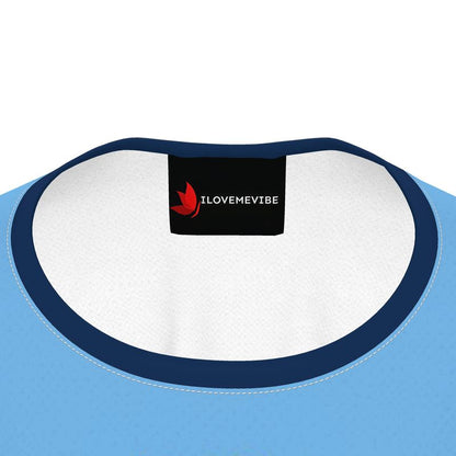 Girls' blue I Love Me Vibe T-shirt featuring positive message "I'm My Own Inspiration" on a simple, comfortable kids' tee.