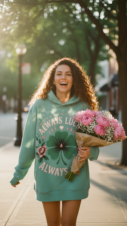 Always Lucky, Always Lit Women's Hoodie - Manifest Luck & Abundance Vibes | I Love Me Vibe