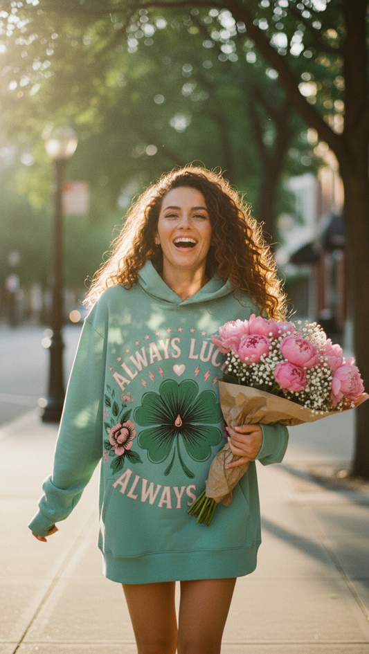 Always Lucky, Always Lit Women's Hoodie - Manifest Luck & Abundance Vibes | I Love Me Vibe