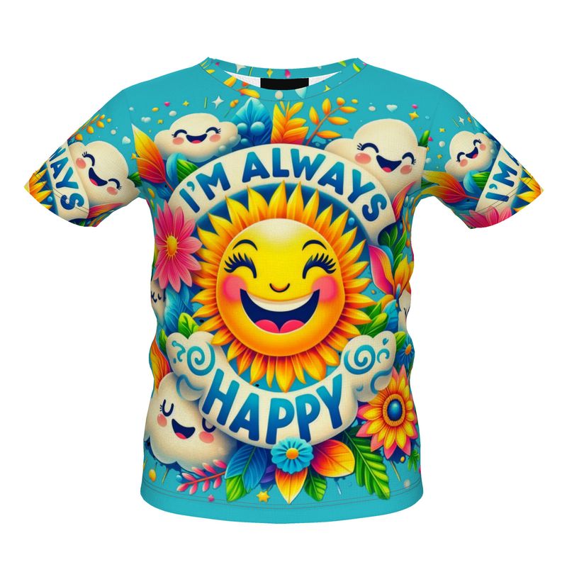 I’m Always Happy Kids’ Blue T-Shirt – Positive Kids Tee | I Love Me Vibe - I love me vibe