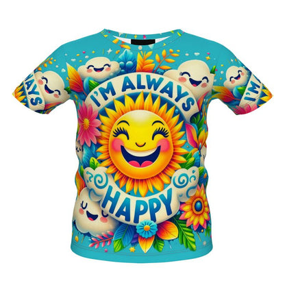 I’m Always Happy Kids’ Blue T-Shirt – Positive Kids Tee | I Love Me Vibe - I love me vibe