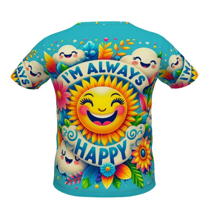 I’m Always Happy Kids’ Blue T-Shirt – Positive Kids Tee | I Love Me Vibe - I love me vibe