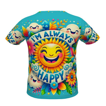I’m Always Happy Kids’ Blue T-Shirt – Positive Kids Tee | I Love Me Vibe - I love me vibe