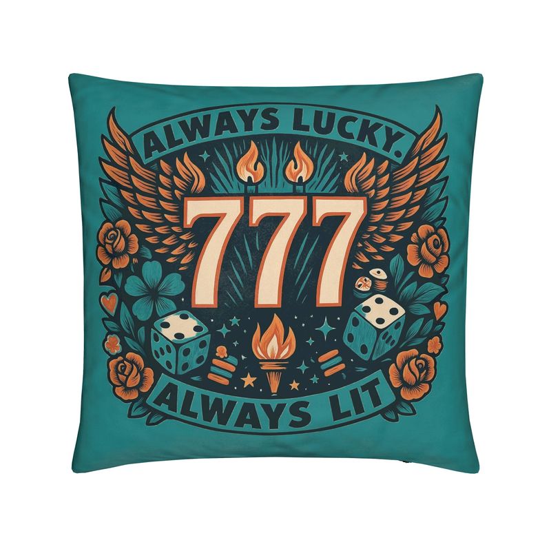 Always Lucky, Always Lit 777 Cushion – Embrace Prosperity & Positive Vibes with Angel Number 777 | I Love Me Vibe - I love me vibe