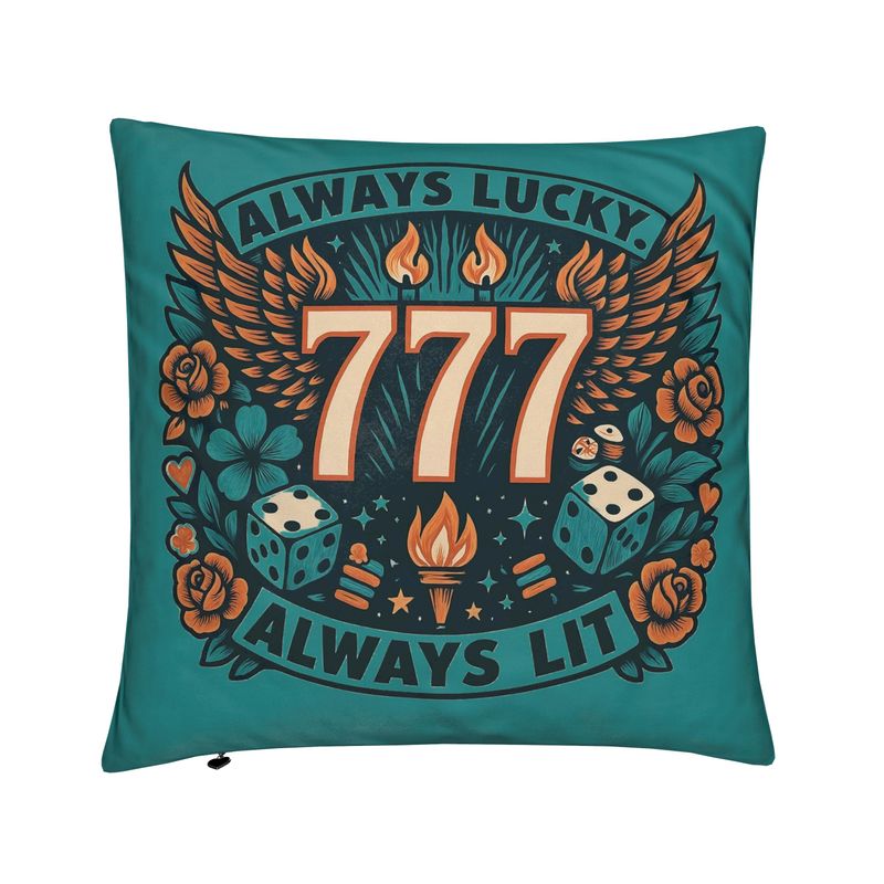 Always Lucky, Always Lit 777 Cushion – Embrace Prosperity & Positive Vibes with Angel Number 777 | I Love Me Vibe - I love me vibe