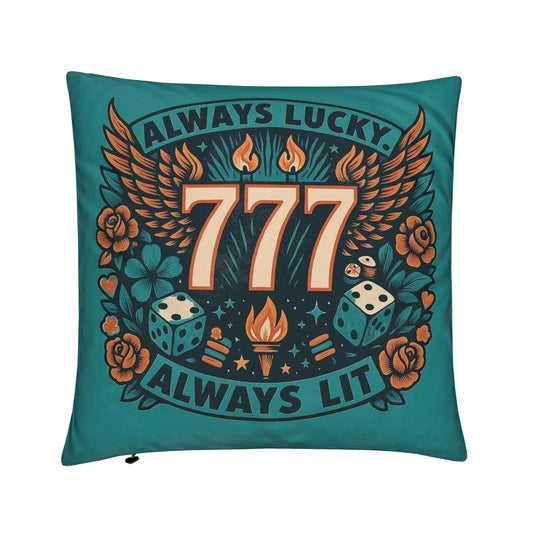 Always Lucky, Always Lit 777 Cushion – Embrace Prosperity & Positive Vibes with Angel Number 777 | I Love Me Vibe - I love me vibe