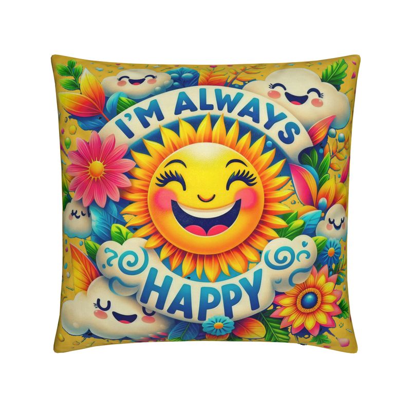 I’m Always Happy Cushion – Positive Vibes Throw Pillow | I Love Me Vibe - I love me vibe
