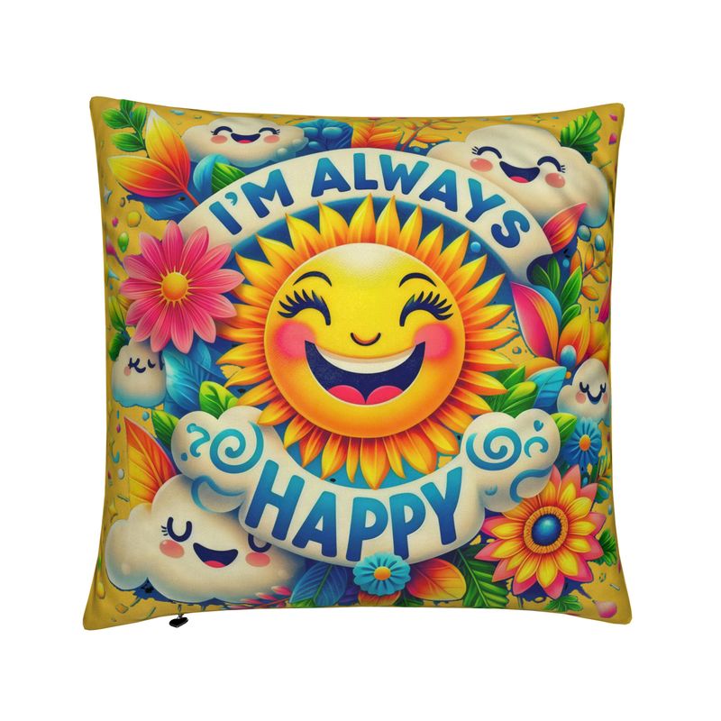 I’m Always Happy Cushion – Positive Vibes Throw Pillow | I Love Me Vibe - I love me vibe
