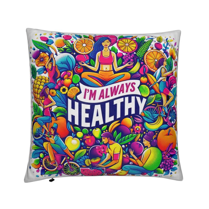 I’m Always Healthy Affirmation Cushion Cover - Wellness Mindset Home Decor | I Love Me Vibe - I love me vibe
