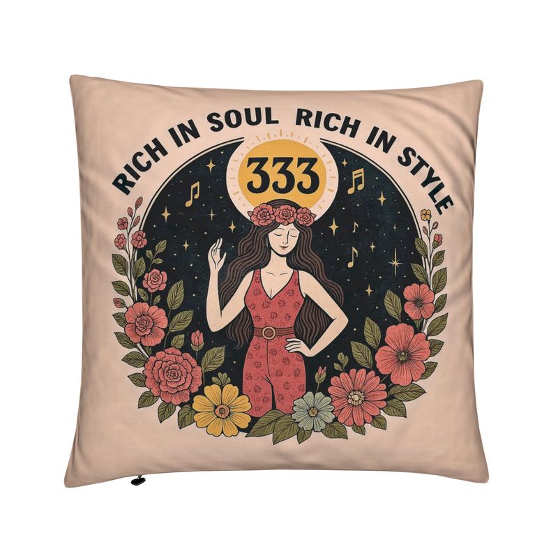 Rich in Soul, Rich in Style 333 Cushion – Empowerment & Abundance Décor | I Love Me Vibe - I love me vibe