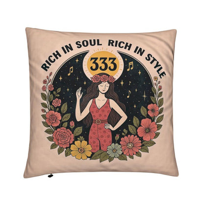 Rich in Soul, Rich in Style 333 Cushion – Empowerment & Abundance Décor | I Love Me Vibe - I love me vibe