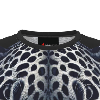 Men's leopard print T-shirt by I Love Me Vibe with bold motivational design, all-over print style, recycled poly jersey fabric.