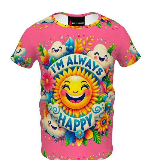I’m Always Happy Kids’ Pink T-Shirt – Positive Kids Tee | I Love Me Vibe - I love me vibe