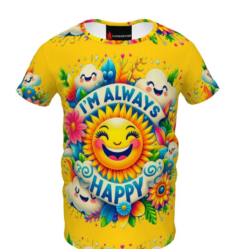 I’m Always Happy Kids’ Yellow T-Shirt – Positive Kids Tee | I Love Me Vibe - I love me vibe