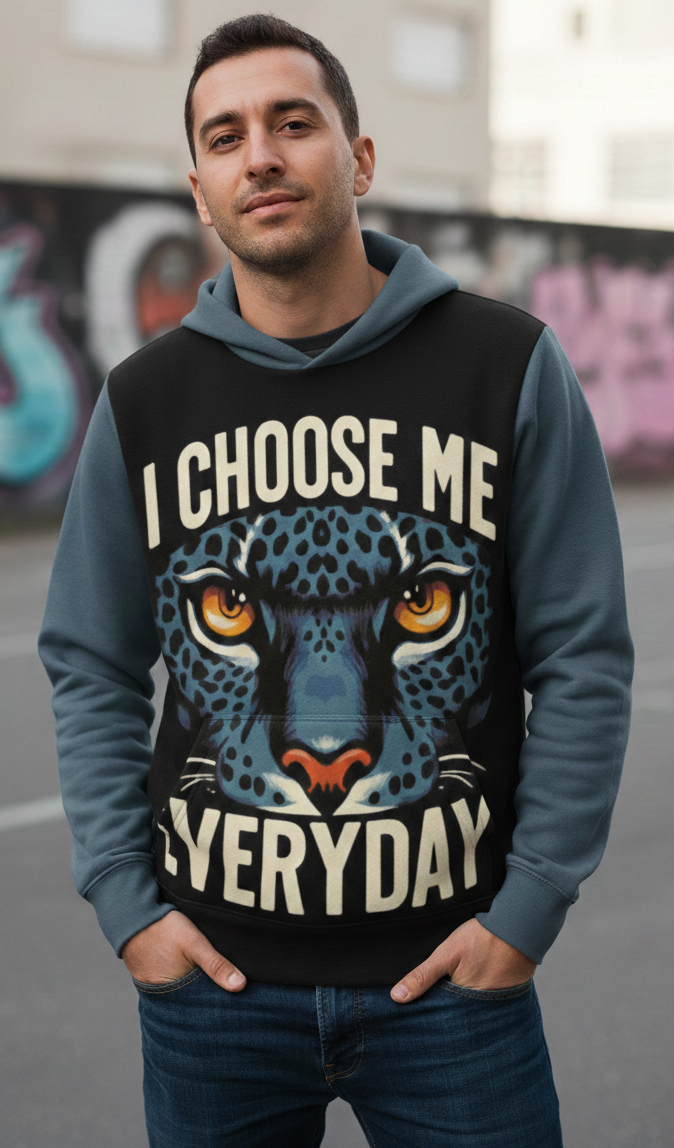 Men's I Choose Me Everyday hoodie by I Love Me Vibe, featuring self-love and empowerment design in soft fabric.