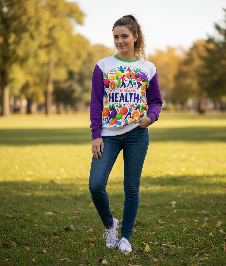 I’m Always Healthy Women's Sweatshirt - Wellness & Vitality Affirmation Sweatshirt | I Love Me Vibe - I love me vibe