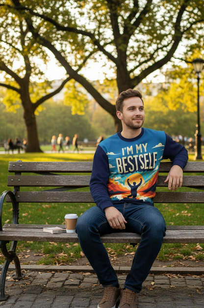 Men's I Love Me Vibe sweatshirt featuring positive affirmation text, comfortable fit, and stylish design for self-love and confidence.