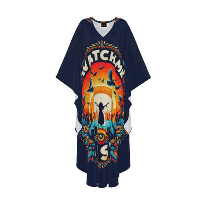 I Love Me Vibe Watch Me Rise Kaftan, motivational women's loungewear in lightweight silk georgette with inspiring print.