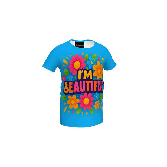 I'm Beautiful Blue Kids T-Shirt - Positive Affirmation Tee | I Love Me Vibe - I love me vibe