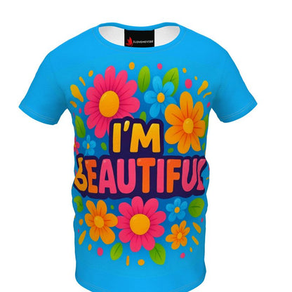 I'm Beautiful Blue Kids T-Shirt - Positive Affirmation Tee | I Love Me Vibe - I love me vibe