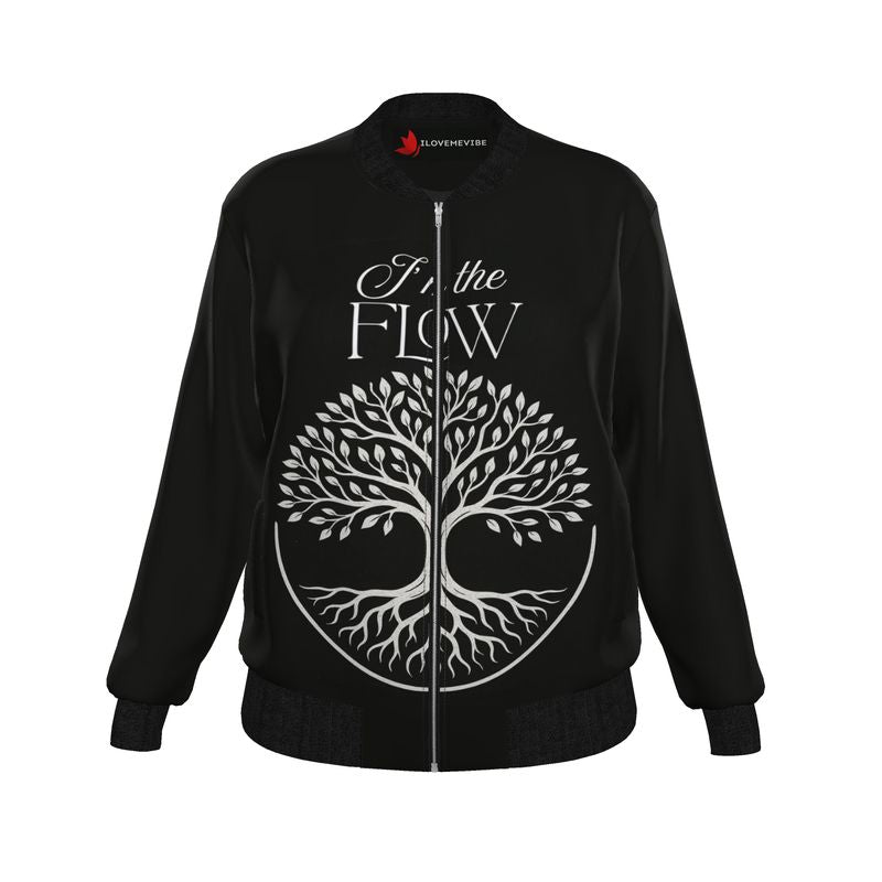 I’m The Flow Women’s Bomber Jacket – Empowering Affirmation Wear | I Love Me Vibe - I love me vibe