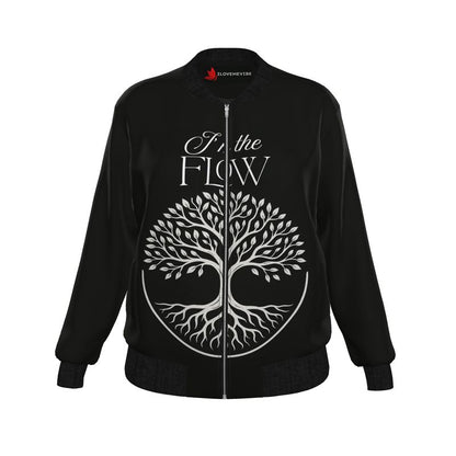 I’m The Flow Women’s Bomber Jacket – Empowering Affirmation Wear | I Love Me Vibe - I love me vibe