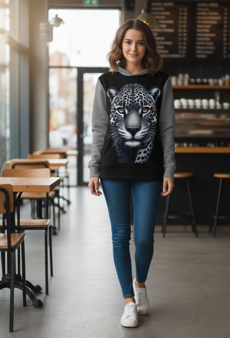Walking Leopard Women's Hoodie - Power, Confidence & Spirit Animal Energy Hoodie | I Love Me Vibe - I love me vibe