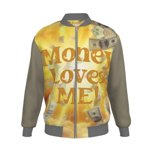 Money Loves Me Men’s Bomber Jacket – Abundance Affirmation Streetwear | I Love Me Vibe - I love me vibe