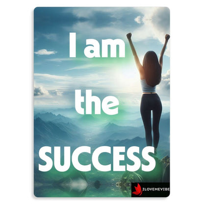 I Am the Success metal print by I Love Me Vibe featuring empowering daily affirmation wall art for confidence and positivity.