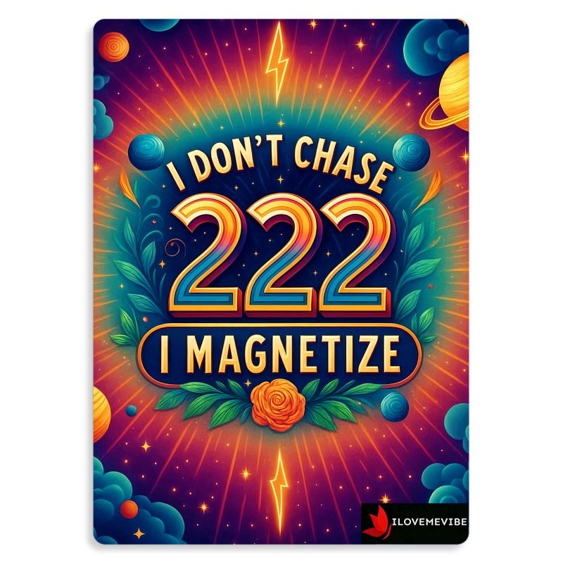 Angel number 222 affirmation wall art metal print by I Love Me Vibe, featuring uplifting message and modern wall-mounted design.