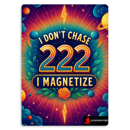 Angel number 222 affirmation wall art metal print by I Love Me Vibe, featuring uplifting message and modern wall-mounted design.