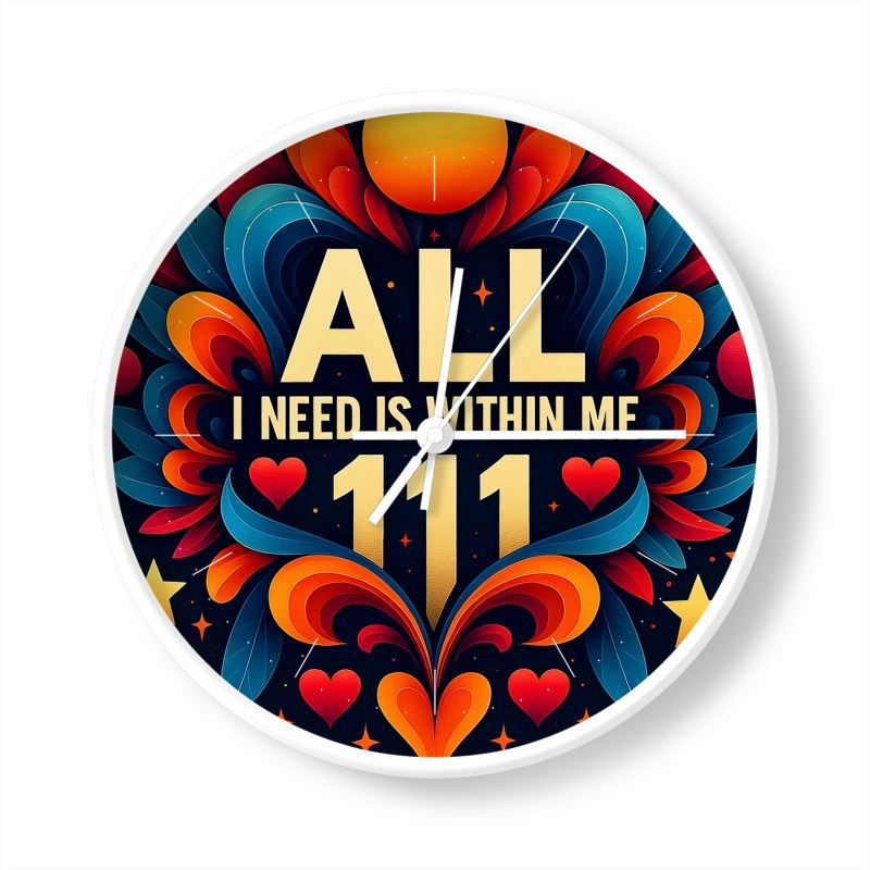 All I Need Is Within Me 111 Wall Clock – Angel Number Manifestation Decor | I Love Me Vibe - I love me vibe