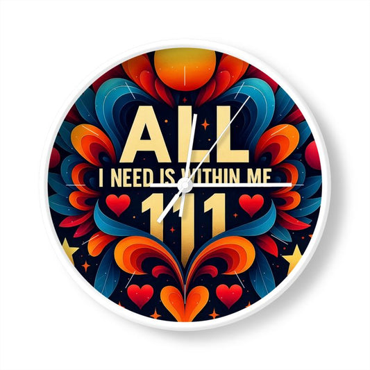 All I Need Is Within Me 111 Wall Clock – Angel Number Manifestation Decor | I Love Me Vibe - I love me vibe