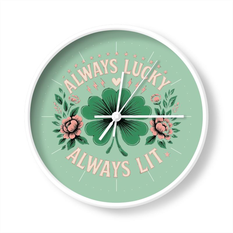 Always Lucky Always Lit Wall Clock – High Vibe Affirmation Good Energy Decor | I Love Me Vibe - I love me vibe